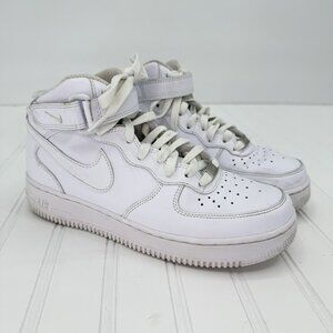 Nike Air Force 1 Mid 07 Womens 8.5 Triple White Leather Shoes Sneaker DD9625-100